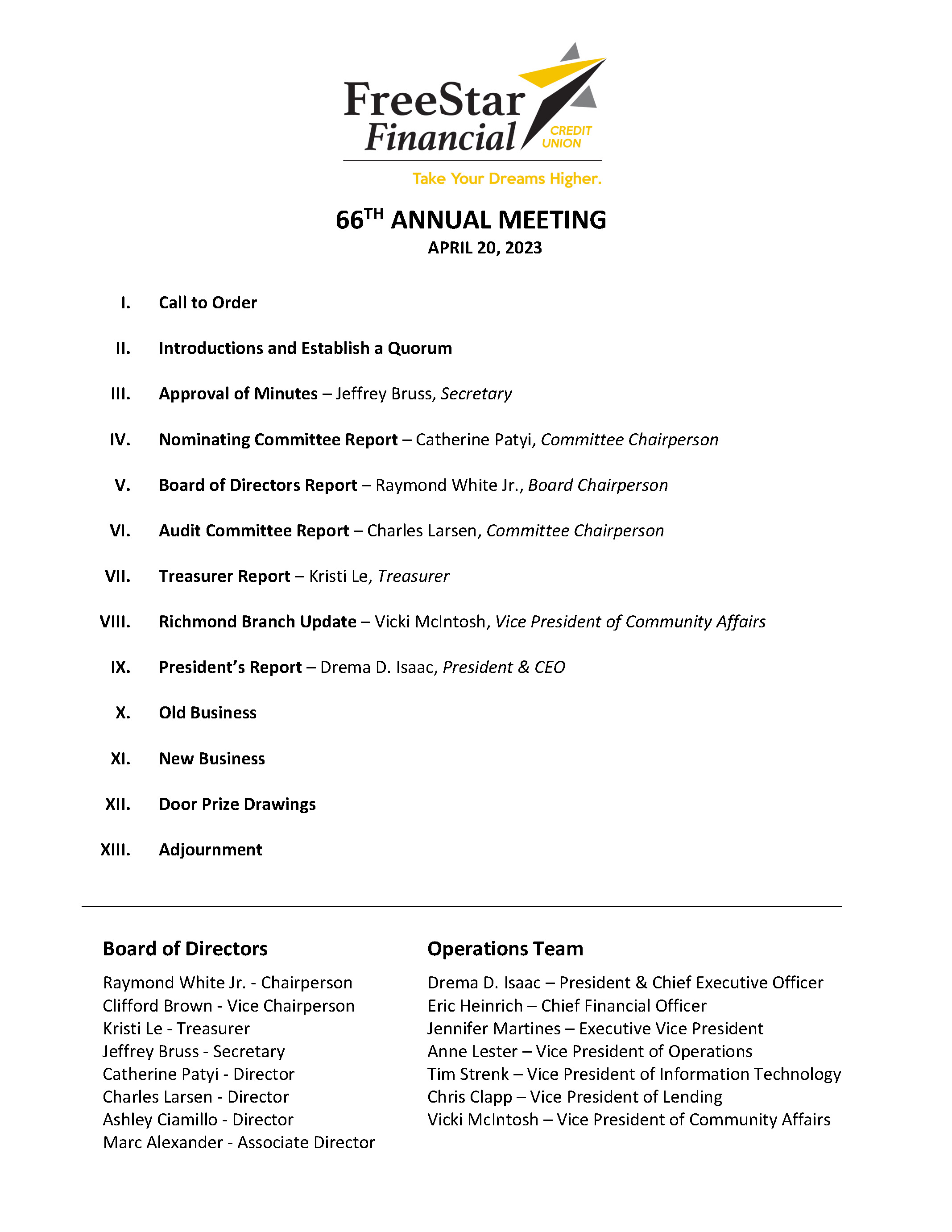 Annual Meeting Agenda
