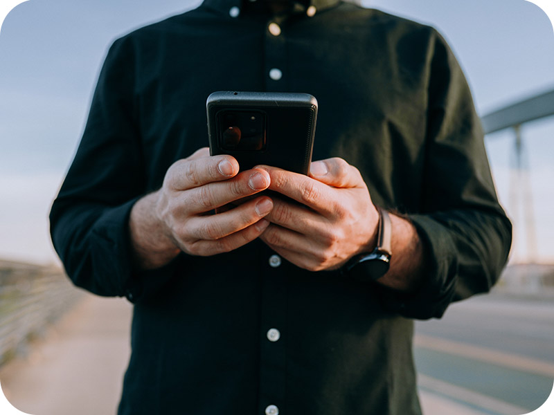 Man using cell phone