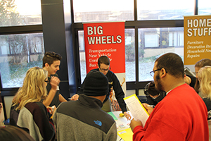 Students visiting stations