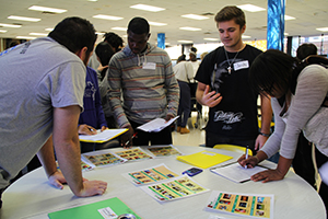 Students visiting stations